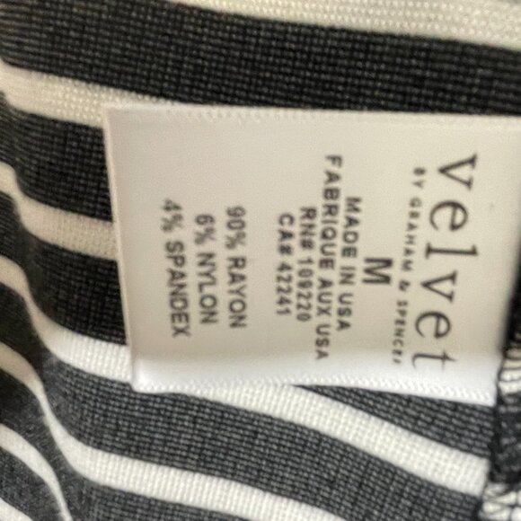Velvet by Graham Spencer Knit Blazer Black White Stripe One Button Size M - Picture 9 of 9